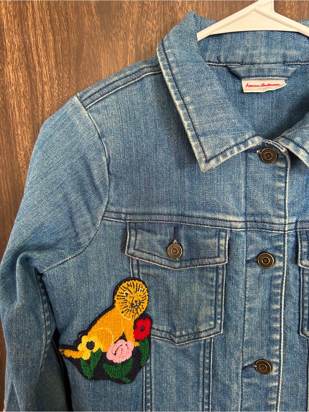 Hanna Andersson Blue Denim Sherpa Lined Novelty Applique Jean Jacket Sz 140 / 10 - Picture 5 of 10